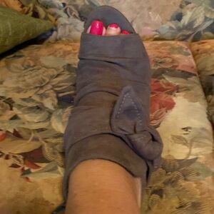 Indigo Rd Army Green Peep Toe Suede Leather Bootie